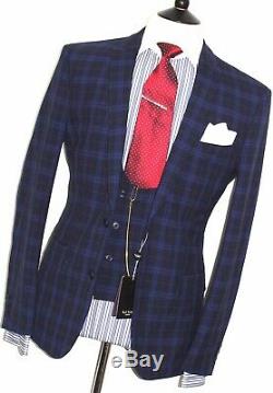 Bnwt Mens 3 Pc Paul Smith Tailor-made 2019edition Tartan Check Navy Suit40r W34