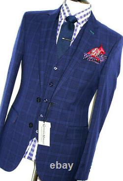 Bnwt Mens Gieves & Hawkes London Savile Blue 3 Piece Slim Fit Suit 40r W34 X L31
