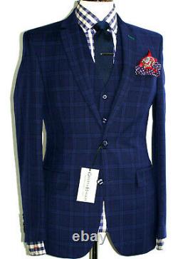 Bnwt Mens Gieves & Hawkes London Savile Blue 3 Piece Slim Fit Suit 40r W34 X L31