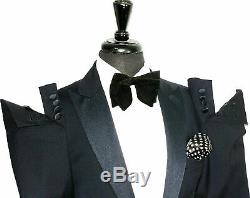 Bnwt Mens Hackett Sartorial Tuxedo Dinner Plain Black Slim Fit Suit 38r W32