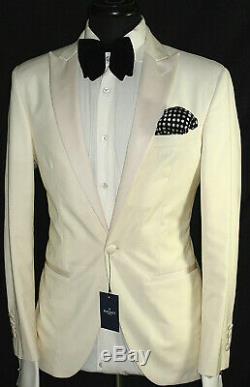 Bnwt Mens Hackett Sartorial Tuxedo Dinner Slim Fit Plain White Suit 46r W40