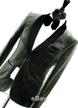 Bnwt Mens Hardy Amies Grey Smoking Velvet Tuxedo Dinner Slim Fit Suit 38r W32