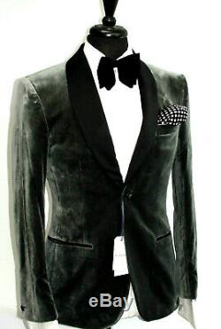 Bnwt Mens Hardy Amies Grey Smoking Velvet Tuxedo Dinner Slim Fit Suit 38r W32