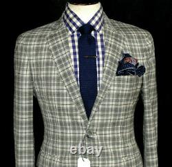 Bnwt Mens Hardy Amies Savile Row London Box Check Slim Fit Suit 38r W32 X L32