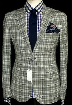 Bnwt Mens Hardy Amies Savile Row London Box Check Slim Fit Suit 38r W32 X L32