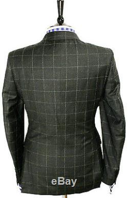 Bnwt Mens Hardy Amies Savile Row London Charcoal Box Check Slim Fit Suit 38r W32