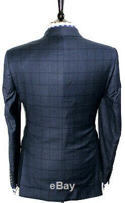Bnwt Mens Hardy Amies Savile Row London Navy Box Check Slim Fit Suit 38r W32