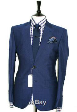 Bnwt Mens Hardy Amies Savile Row London Navy Textured Slim Fit Suit 38r W32