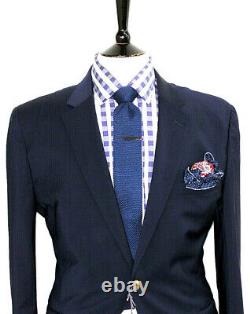 Bnwt Mens Hardy Amies Savile Row London Solid Navy Slim Fit Suit 38r W32