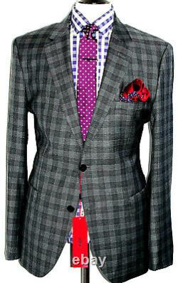 Bnwt Mens Hugo Boss Italian Tartan Check Slim Fit 2 Piece Suit 46r W40 X L33