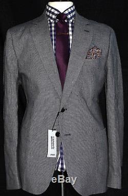 Bnwt Mens Jaeger London Puppytooth Tailor-made Slim Fit Linen Suit 44r W40 X L32