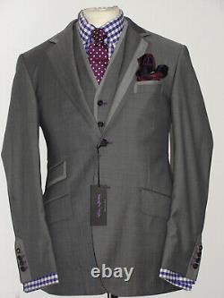 Bnwt Mens Nickiy Wallace Custom Made Grey 3 Piece Slim Fit Suit 38r W32