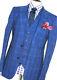 Bnwt Mens Paul Smith London Blue Box Check 3 Piece Slim Fit Suit 40r W34 X L31