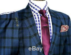 Bnwt Mens Paul Smith London Blue Check Box Slim Fit Suit 42r W36 X 30l