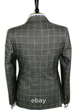 Bnwt Mens Paul Smith London Grey Box Check 3 Piece Slim Fit Suit 40r W34 X L31