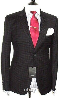 Bnwt Mens Paul Smith London Micro Check Black Slim Fit Tailor-made Suit 42r W36