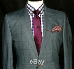 Bnwt Mens Paul Smith Soho London Light Green Check Box Slim Fit Suit 40r W34