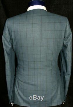 Bnwt Mens Paul Smith Soho London Light Green Check Box Slim Fit Suit 40r W34