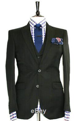 Bnwt Mens Paul Smith Soho London Plain Black 3 Piece Slim Fit Suit 38r W32 X L32