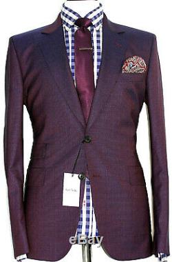 Bnwt Mens Paul Smith The Mainline London Birdseye Purple Slim Fit Suit 40r W34