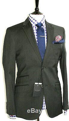 Bnwt Mens Ted Baker Endurance London Charcoal Grey Slim Fit Suit 38r W32