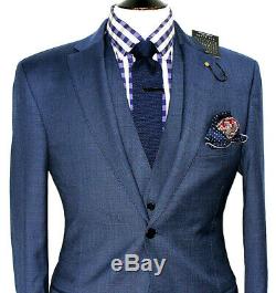 Bnwt Mens Ted Baker Endurance London Navy 3 Piece Slim Fit Suit 42r W36 X L32