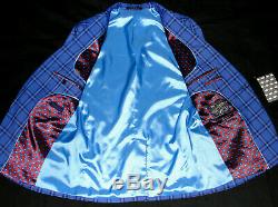 Bnwt Mens Ted Baker London Blue Box Check 3 Piece Slim Fit Suit 40r W34 X L32