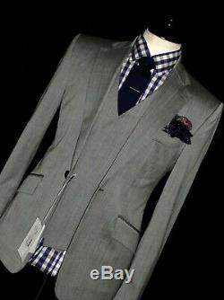 Bnwt Mens Vivienne Westwood London Sharkskin Grey 3 Piece Slim Fit Suit 38r W32