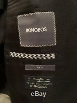 Bonobos Jetsetter Charcoal Grey Italian Marzotto Wool Slim Fit 40R 33W NWOT