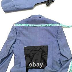Boss Hugo 38 R 3 Pc Suit Slim Fit Blue Wool Silk Harrington Vest Pants Jacket