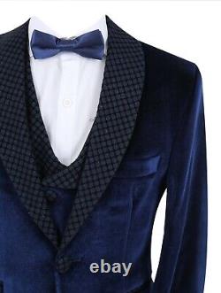 Boys Velvet Tuxedo Slim Fit Suit Formal Pageboy Prom Wedding 3 Piece Set