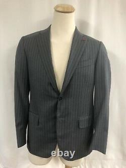 Brand New Isaia Gray Rope Stripe Base S Slim Fit Drop 8 Suit 40S $3495.00