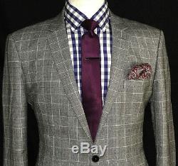 Brand New Mens Reiss London Prince Of Wales Check Slim Fit Suit 42r W36 X L32
