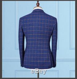 Brand New Navy Double Breasted Suit Mens (UK36) Slim fitting 30 waist Kingsman