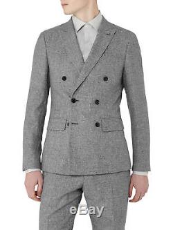 Brand New Reiss'Bribe' Mottled Weave Double Breasted Slim Fit Suit UK40 W34