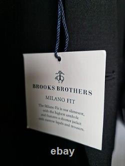 Brooks Brothers Black Formal Blazer Milano Slim Fit 46L 100% Wool Suit Jacket