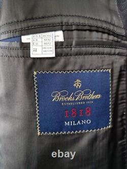 Brooks Brothers Dark Grey Formal Suit Slim Milano Fit 48L W42 Men's 100% Wool