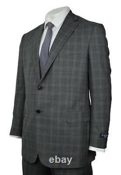 Brooks Brothers Mens Dark Gray Plaid Regent Fit Two Piece Suit Sz 40R 33W 0647-1