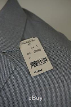Brooks Brothers Milano Blue Suit 42L (36W) Light Weight Cotton Blend Slim Fit