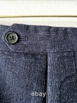 Brooks Brothers Navy Plaid Suit Trousers W40 L32 Milano Slim Fit Wool Silk Blend