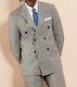 Brooks Brothers Windowpane Double Breasted Slim Fit Suit Grey Size 40R NWT