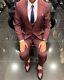 Burgundy Slim-Fit Suit 3-Piece, All Sizes Acceptable #193