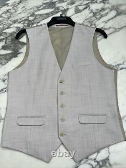 Burton Slim Fit Neutral/Stone Three-Piece Suit (SHOES, BELT, TIE, POCKET SQUARE)