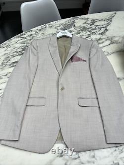 Burton Slim Fit Neutral/Stone Three-Piece Suit (SHOES, BELT, TIE, POCKET SQUARE)
