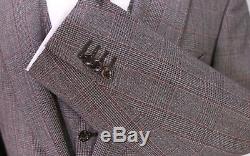 CANALI Very Recent Brown/Black/Red Plaid 3-Pc Slim Fit Wool Suit 38R