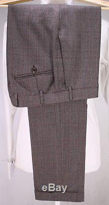 CANALI Very Recent Brown/Black/Red Plaid 3-Pc Slim Fit Wool Suit 38R