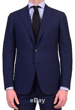 CESARE ATTOLINI Napoli Handmade Blue Prince Of Wales Wool Suit NEW Slim Fit