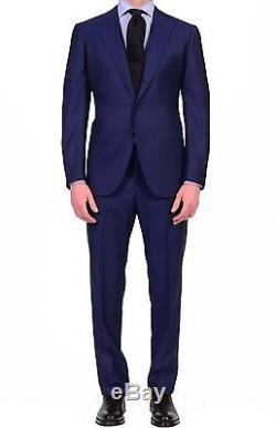 CESARE ATTOLINI Napoli Handmade Blue Super 130's Wool-Cashmere Suit NEW Slim Fit
