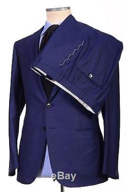 CESARE ATTOLINI Napoli Handmade Blue Super 130's Wool-Cashmere Suit NEW Slim Fit