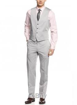 Calvin Klein Extreme Slim Fit Three Piece Gray Textured Cotton Blend Suit